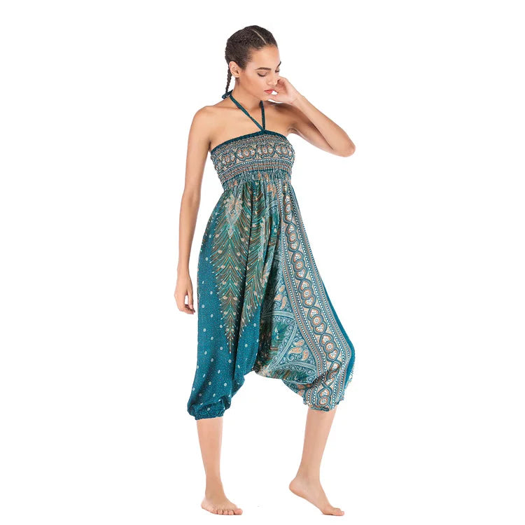 Pantaloni della Boemia Donna Pantalones Mujer Hippie Vita alta Rayon Harem Baggy Boho Yoga Beach Wear Pour Femme Calca Feminina Stampato
