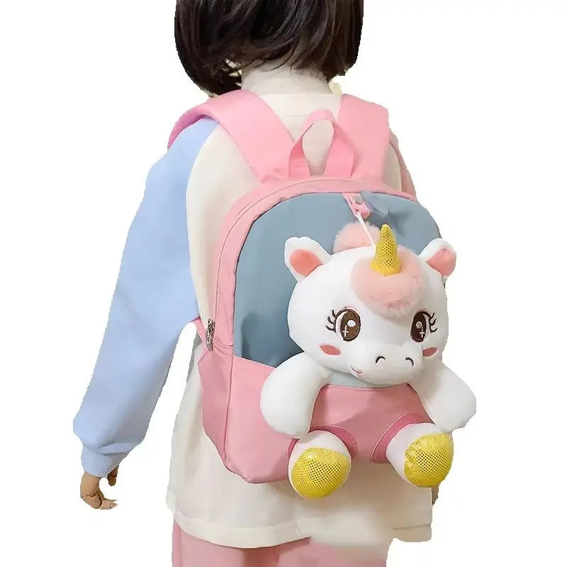 Zaino 3D a Forma di Unicorno in Peluche per Bambine, Borsa Scuola per Bambini, Zainetto Carino a Cartone Animato per Asilo e Scuola Materna