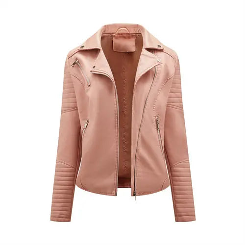 2026 Giacca in ecopelle da donna di nuova moda, cappotto casual in PU con cerniera primavera autunno, capispalla da motociclista femminile abbigliamento da donna S-XXXL