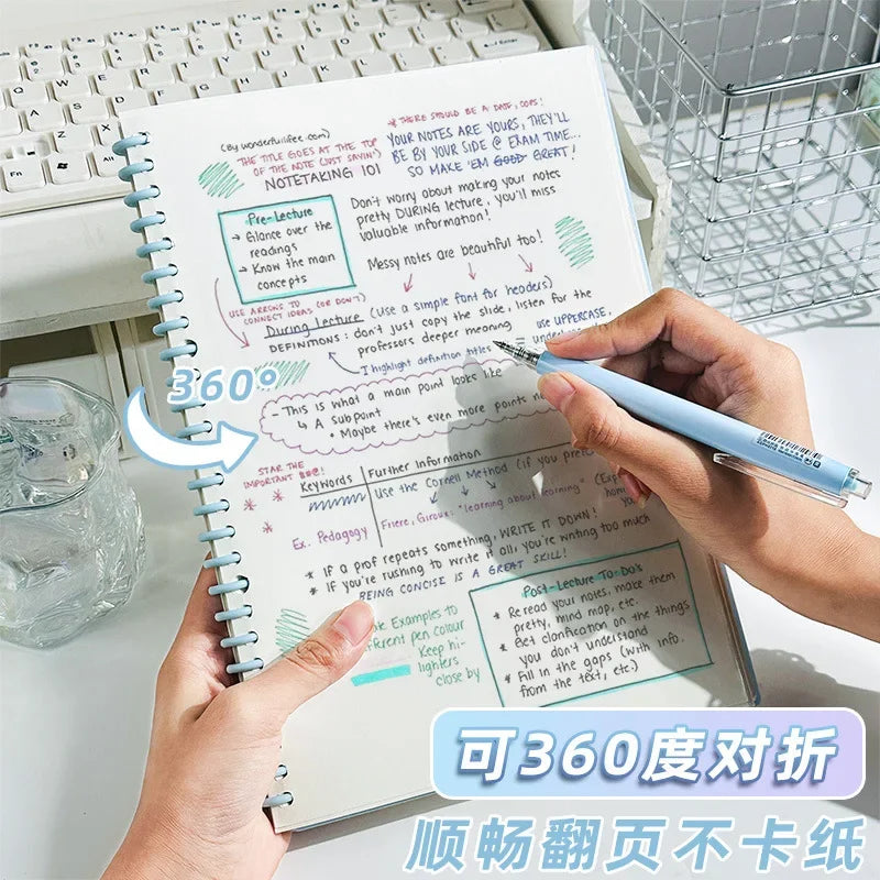 A4/A5/B5 Removable Spiral Notebook 60 Sheets Underline/Blank Loose Leaf Journal Macaron Binder for Students