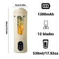 New 530ml Portable Juicer Wireless USB Charging Crushed Ice Electric Juicing 12 Blade 4 Gears 7.4V Mini Fresh Juice Blender