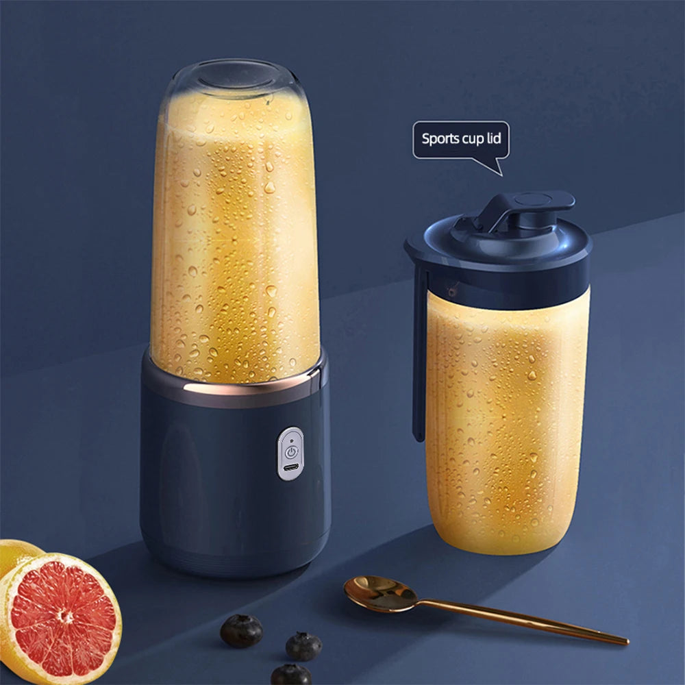 Electric Juicer Cup 2 Cups For Travel 6 Blades Portable Juicer Mixer Usb Charge Fresh Fruit Juice Personal Blender Smoothie