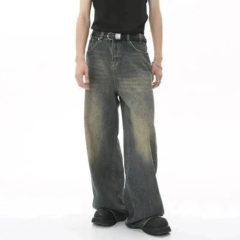 IEFB Pantaloni in denim da uomo estivi Vecchio blu lavato Jeans maschili Dritto Casual da uomo Pantaloni larghi a gamba larga Nuova moda 9C354