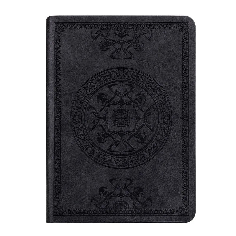 A6 Retro Style Pocket Type Mini Notebook Stamping Process Artificial PU Leather Writing Book Portable Notepad Office Bookkeeping