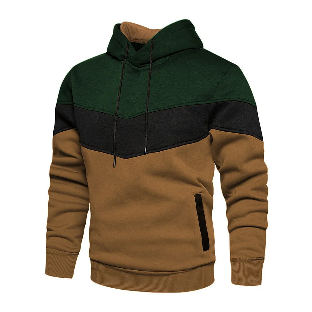 2025 Felpa con cappuccio patchwork da uomo nuova Abbigliamento sportivo casual da esterno Moda di strada Felpa con cappuccio termica in pile da uomo Cappotto autunno inverno