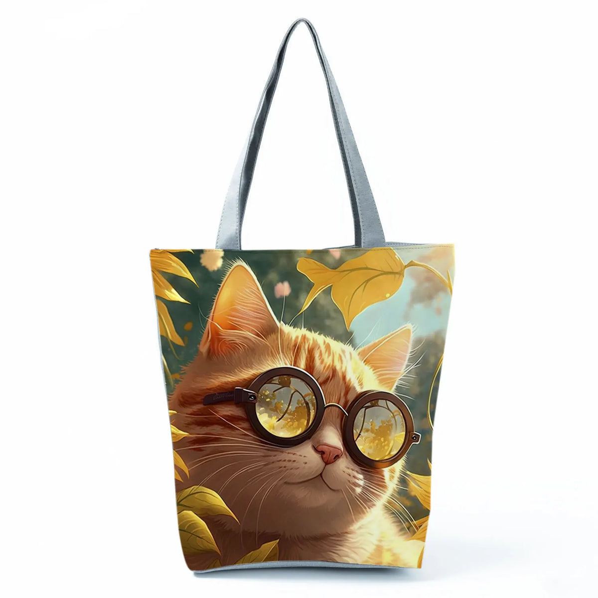 Pretty Cartoon Cat Print borse borse da spiaggia da donna ad alta capacità Cute Animal Graphic Eco borse per la spesa riutilizzabili portatili
