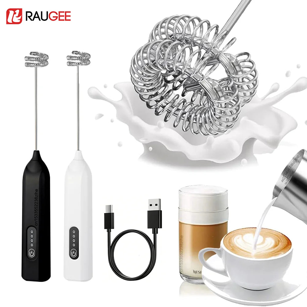 Electric Milk Frother Mini Coffee Whisk Mixer Wireless Milk Foamer Maker Type-C Rechargeable Egg Beater Handheld Stirrer Blender