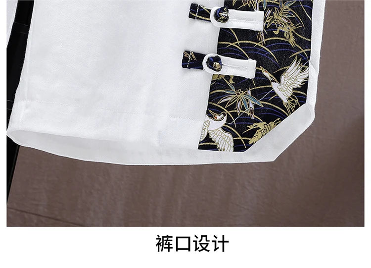 Set estivi uomo moda stampa camicia a maniche corte pantaloncini due pezzi uomo stile cinese Set sciolto Set corto da uomo