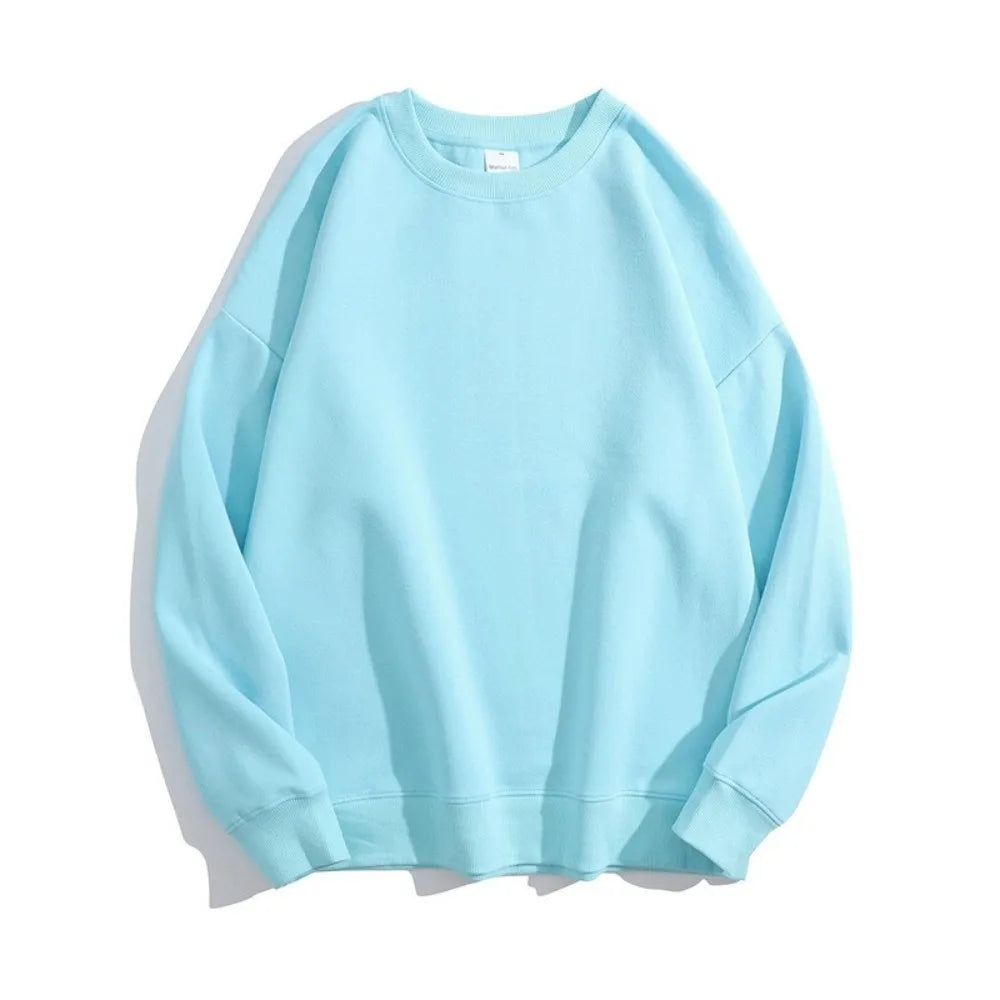 Maglione con spalle scoperte e collo rotondo in cotone sano di alta qualità da 40 colori per uomo e donna, ampio con spalle scoperte oversize