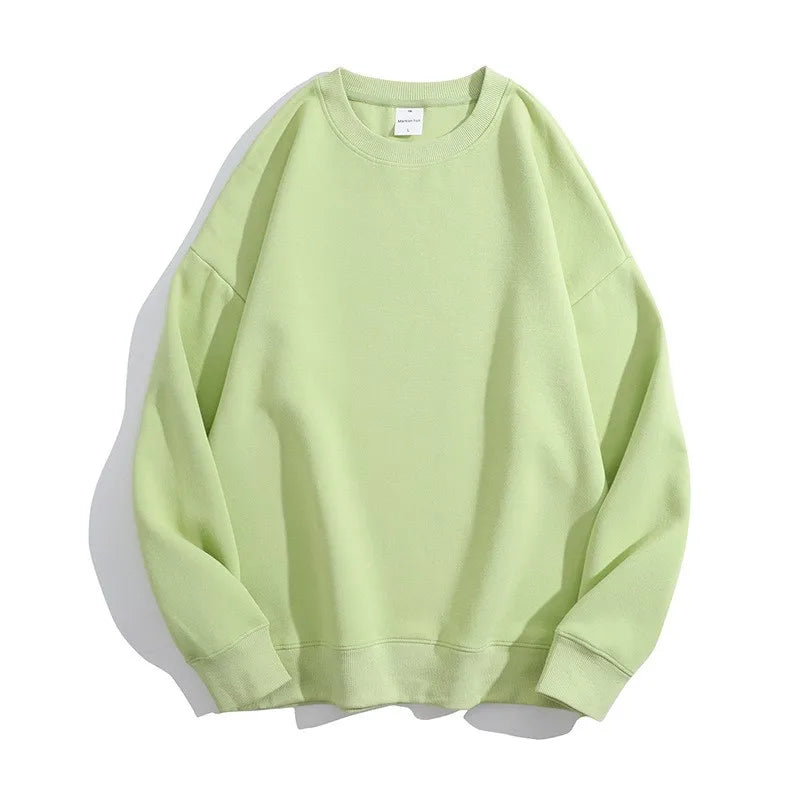 Maglione con spalle scoperte e collo rotondo in cotone sano di alta qualità da 40 colori per uomo e donna, ampio con spalle scoperte oversize
