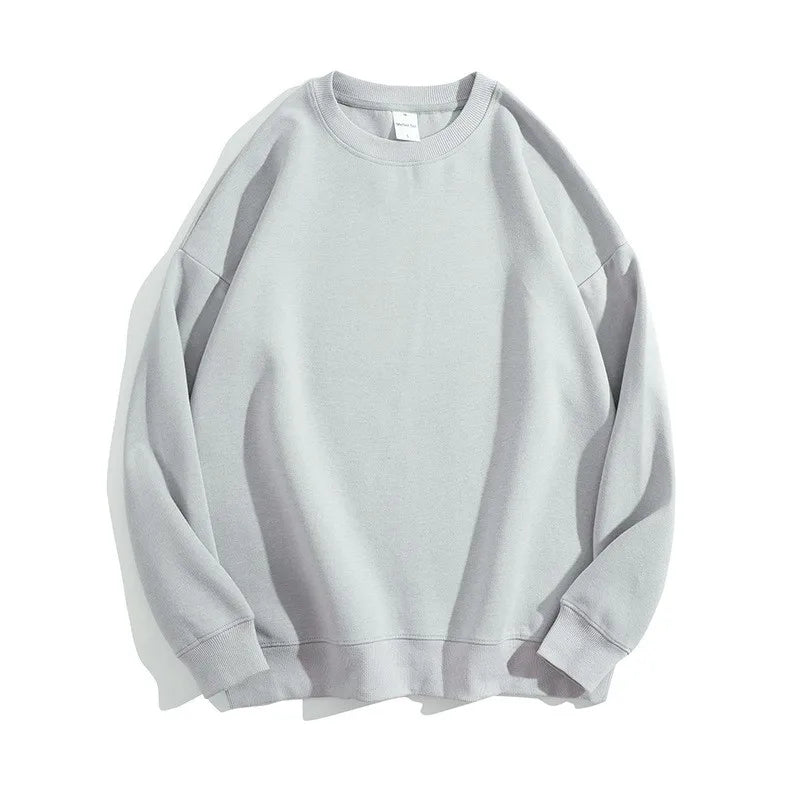 Maglione con spalle scoperte e collo rotondo in cotone sano di alta qualità da 40 colori per uomo e donna, ampio con spalle scoperte oversize