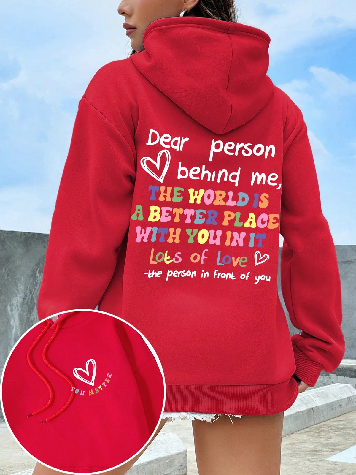 Caro persona dietro la felpa con cappuccio da donna lettere colorate caldo pile donna felpa con cappuccio fodera in pelliccia felpe con cappuccio primavera autunno Y2K top casual
