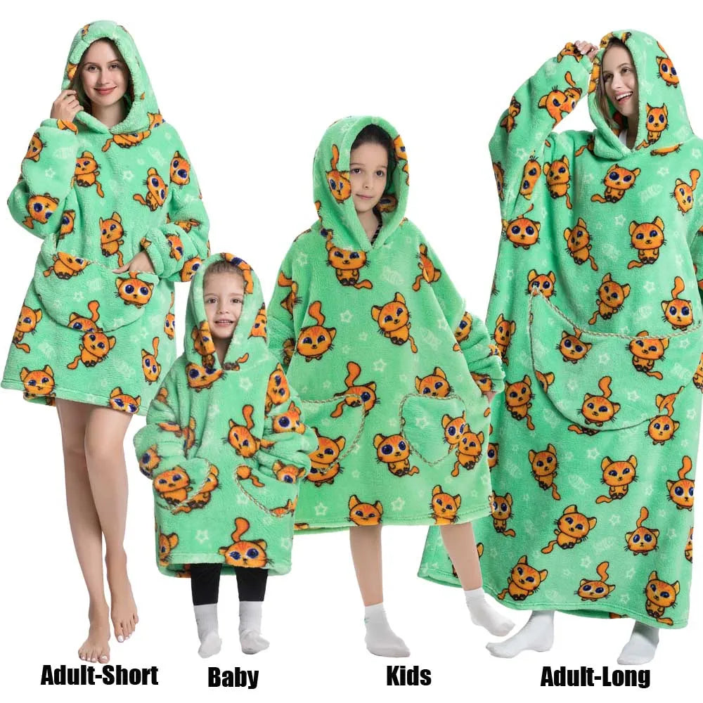 Felpe con cappuccio extra lunghe per donna Abbigliamento invernale per la casa Coperte di flanella per adulti con maniche Felpe con cappuccio morbide e calde per ragazze