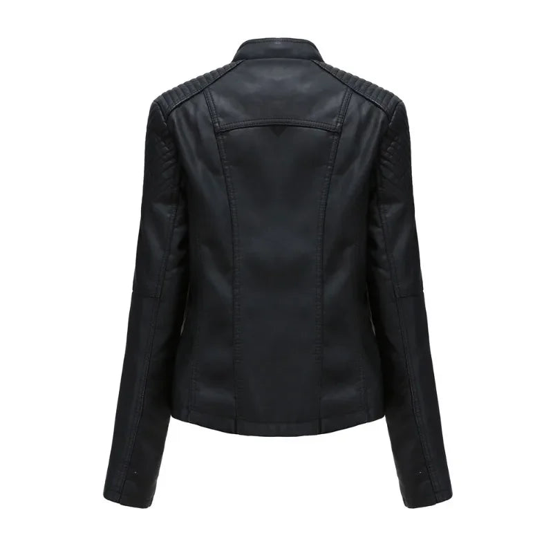 Primavera autunno sezione corta manica lunga giacca con cerniera giacca Slim in ecopelle Casual tinta unita giacca moda capispalla allentata