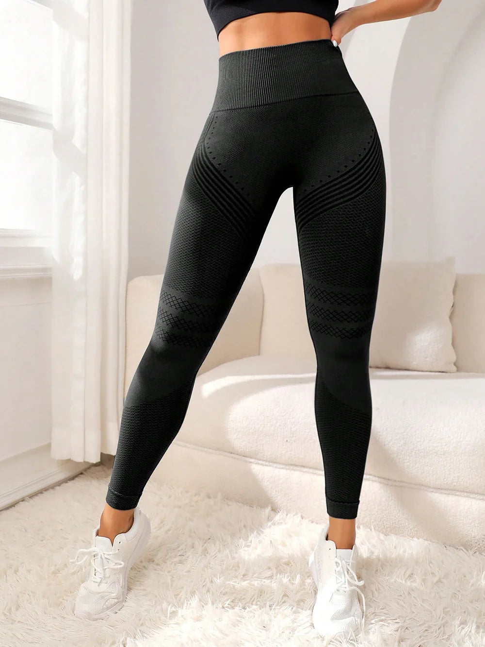Pantaloni sportivi con linee sexy Sollevamento glutei Pantaloni sportivi attillati Pantaloni fitness elastici a vita alta da donna Pantaloni da yoga da corsa