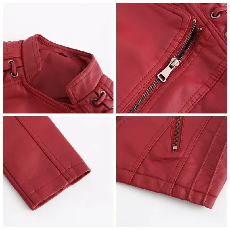 Primavera autunno sezione corta manica lunga giacca con cerniera giacca Slim in ecopelle Casual tinta unita giacca moda capispalla allentata