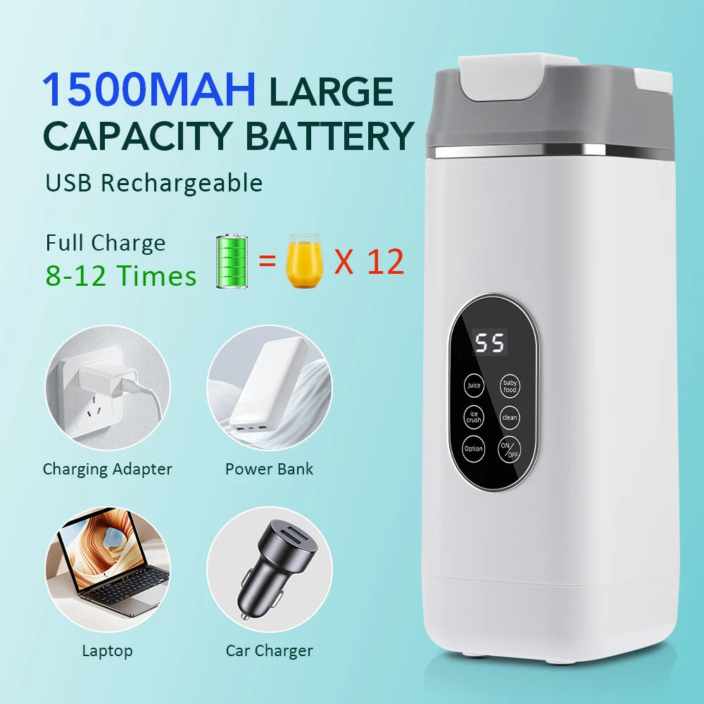 Electric Juicer Cup 2 Cups For Travel 6 Blades Portable Juicer Mixer Usb Charge Fresh Fruit Juice Personal Blender Smoothie