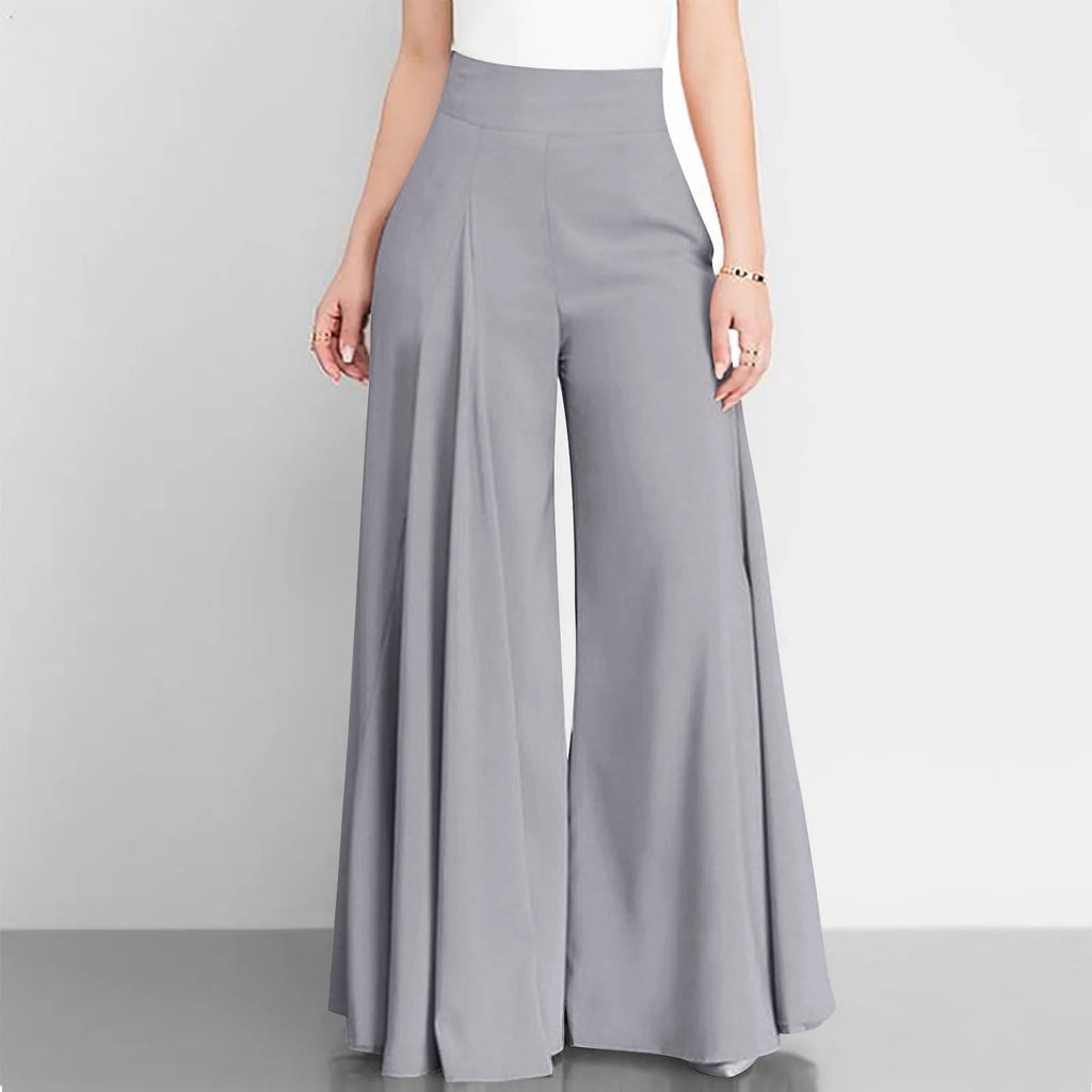 Pantaloni a gamba larga a vita alta da donna alla moda Primavera Autunno Pantaloni a zampa d'elefante eleganti femminili Pantaloni lunghi larghi casual per le vacanze solidi Nuovo