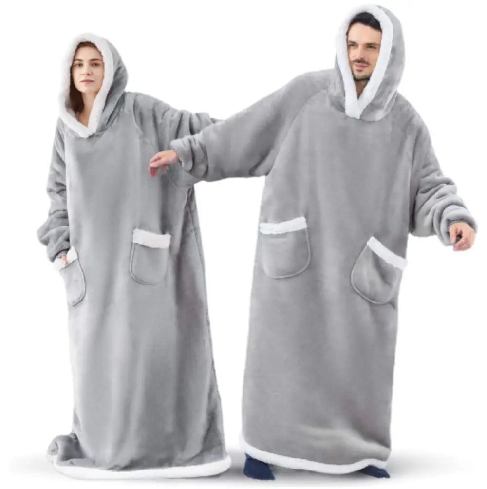 Felpe con cappuccio invernali Felpa in pile spesso caldo TV gigante Coperta indossabile oversize con maniche in flanella Coperta con cappuccio