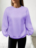 Felpa da donna casual semplice tinta unita ampia a maniche lunghe versione oversize o-collo top basic primavera/autunno streetwear