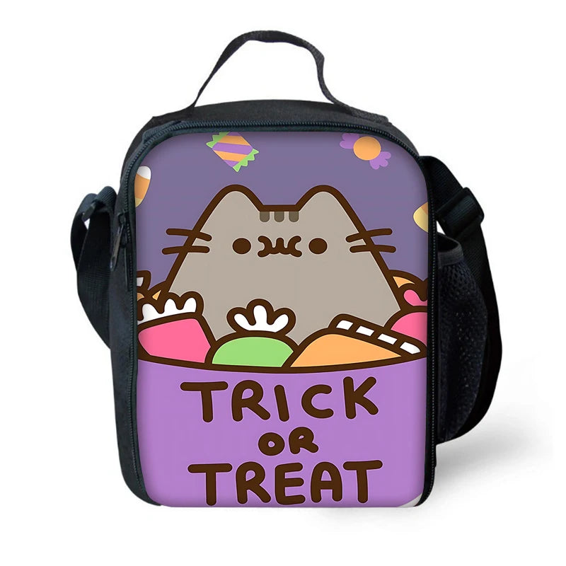 Zaino per bambini con gatti Kawaii Pusheens per la scuola con borse per il pranzo, borse per matite, borse per la scuola per ragazzi e ragazze, miglior regalo