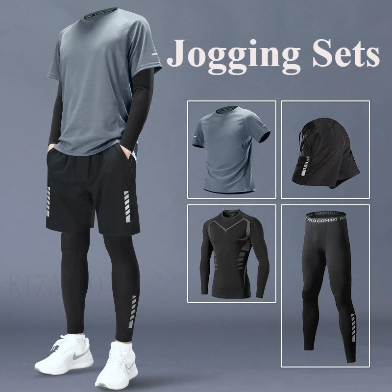 Abbigliamento fitness T-shirt ad asciugatura rapida in seta di ghiaccio Tuta da uomo Manica corta Abbigliamento sportivo da corsa Pantaloncini Tuta Set da allenamento sportivo da palestra