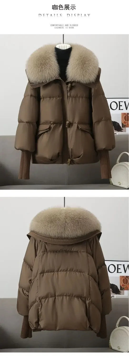 2025 inverno nuovo piumino corto imbottito donna Parka collo di pelliccia cappotti di cotone spesso vestiti nero tuta sportiva casual femminile nuovo