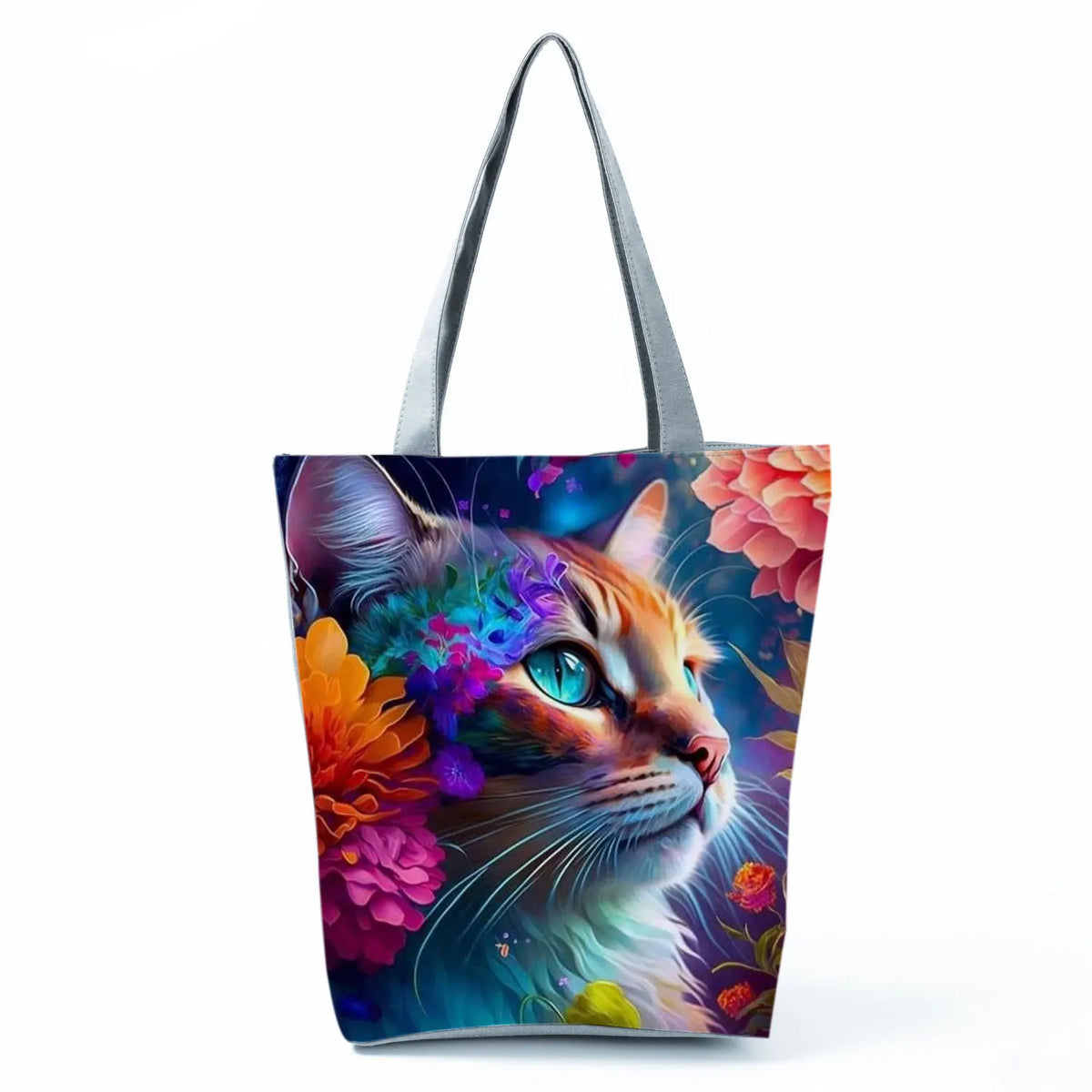 Pretty Cartoon Cat Print borse borse da spiaggia da donna ad alta capacità Cute Animal Graphic Eco borse per la spesa riutilizzabili portatili