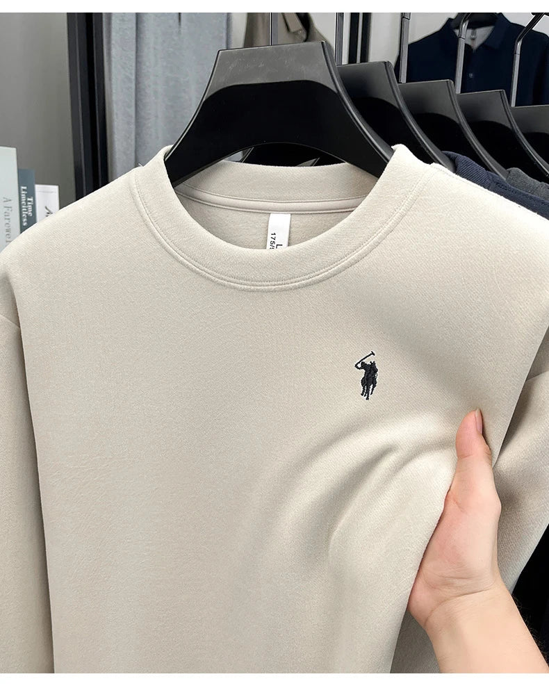 T-shirt a maniche lunghe di marca di lusso da uomo autunno Paul trendy squisito pony ricamo pullover allentato casual girocollo felpa