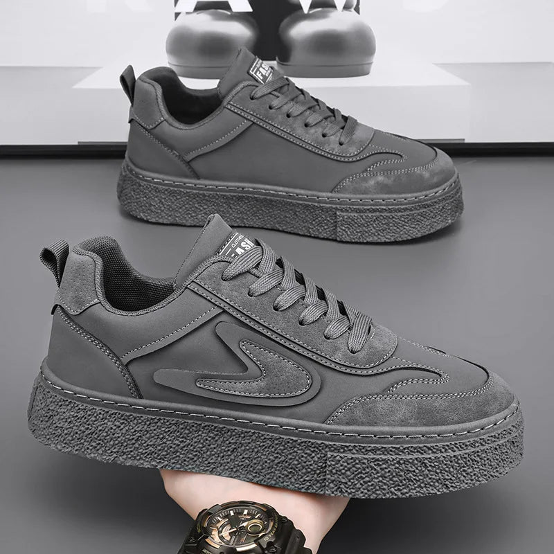Scarpe da ginnastica in pelle moda Scarpe vulcanizzate piatte e traspiranti da uomo Scarpe con plateau resistenti all'usura per il tempo libero all'aperto Zapatillas Hombre