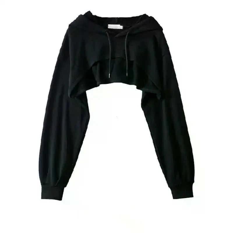 Felpa con cappuccio femminile Personalità Crop irregolare Stile ultra corto Top a maniche lunghe Felpa con spedizione di goccia femminile Y2k