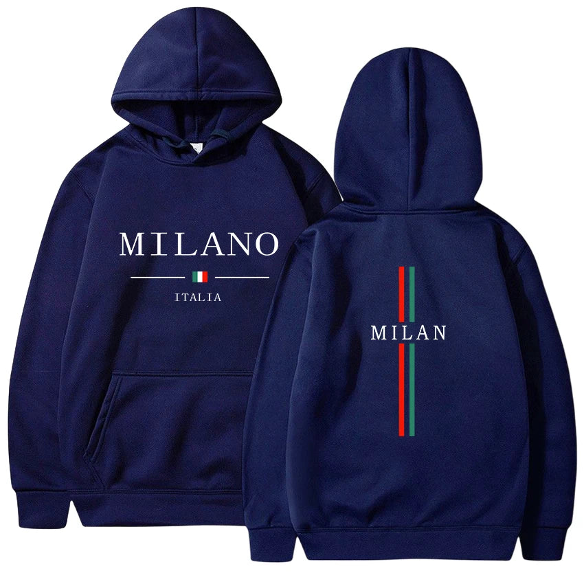 Felpa con cappuccio da donna da uomo Felpa con stampa Milano Pullover Casual da jogging Abbigliamento da uomo di alta qualità Tuta quotidiana Y2k Top 2025