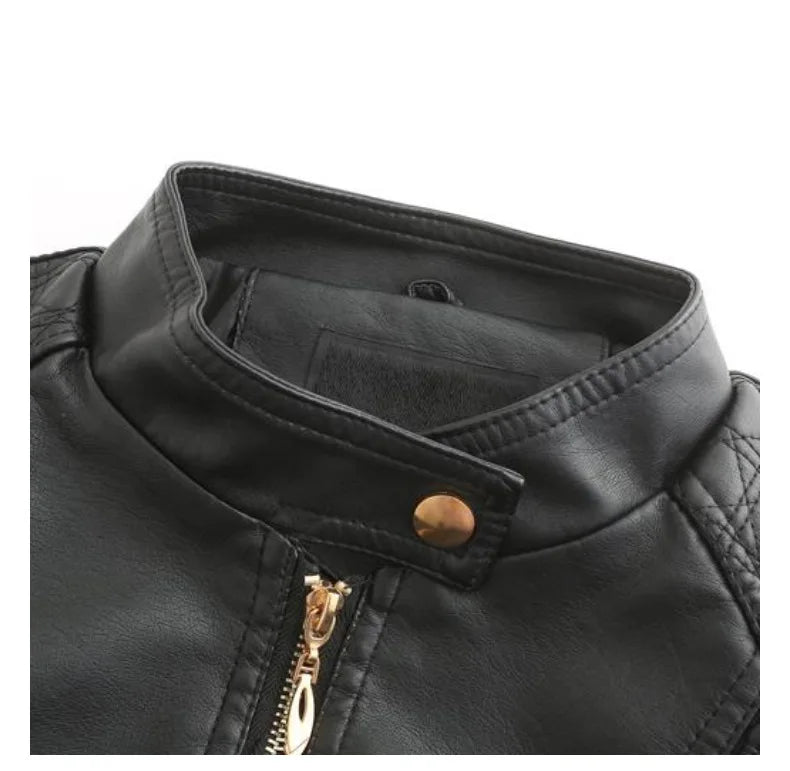 Elegante giacca da donna con collo alto 2022 modello femminile tridimensionale cappotto S-4XL nuove donne giacca in ecopelle Pu