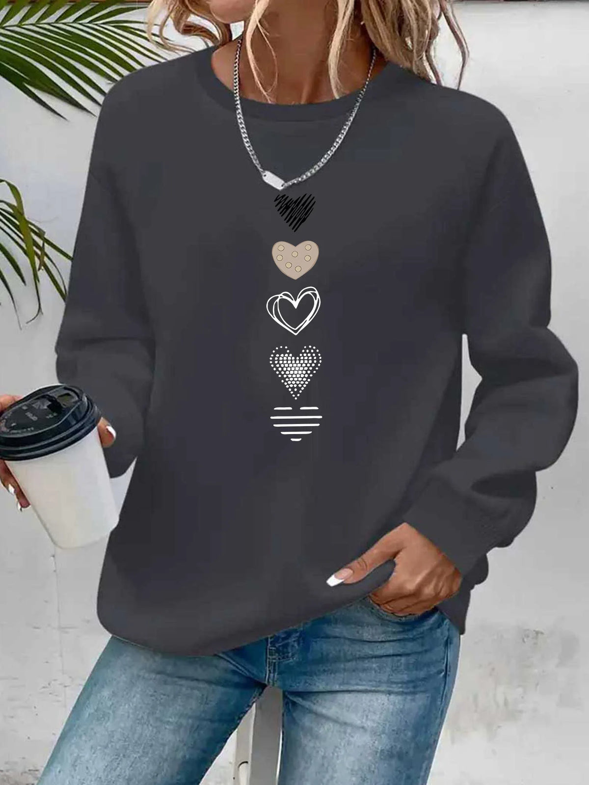 Pullover con cappuccio girocollo a maniche lunghe in velluto stampato con motivo a lettere comode e casual autunnali e invernali da donna