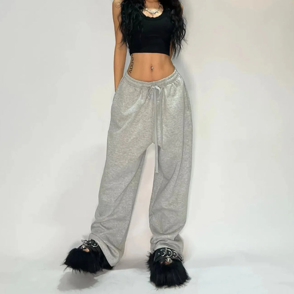 Y2k Grigio Pantaloni Casual Vintage Funzionale Tattico da Uomo Premium da Jogging Pantaloni a Gamba Larga con Coulisse Streetwear Pantaloni Sportivi