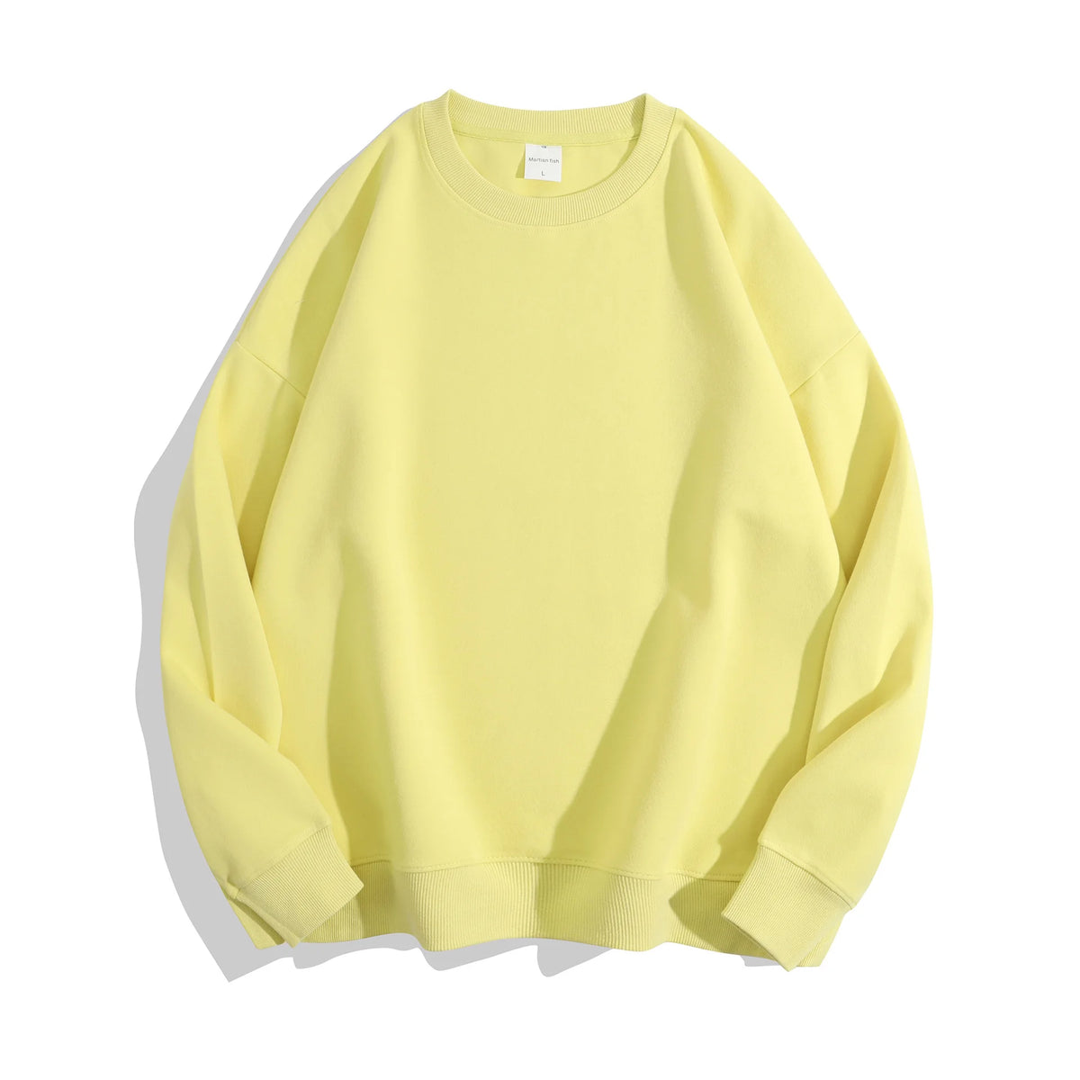 Maglione con spalle scoperte e collo rotondo in cotone sano di alta qualità da 40 colori per uomo e donna, ampio con spalle scoperte oversize