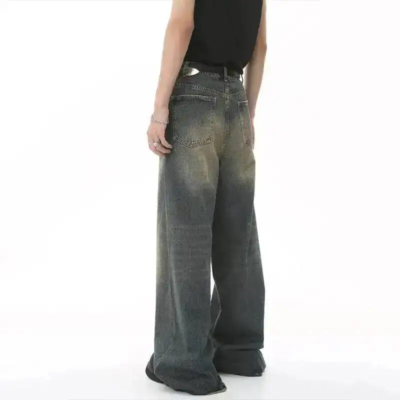 IEFB Pantaloni in denim da uomo estivi Vecchio blu lavato Jeans maschili Dritto Casual da uomo Pantaloni larghi a gamba larga Nuova moda 9C354
