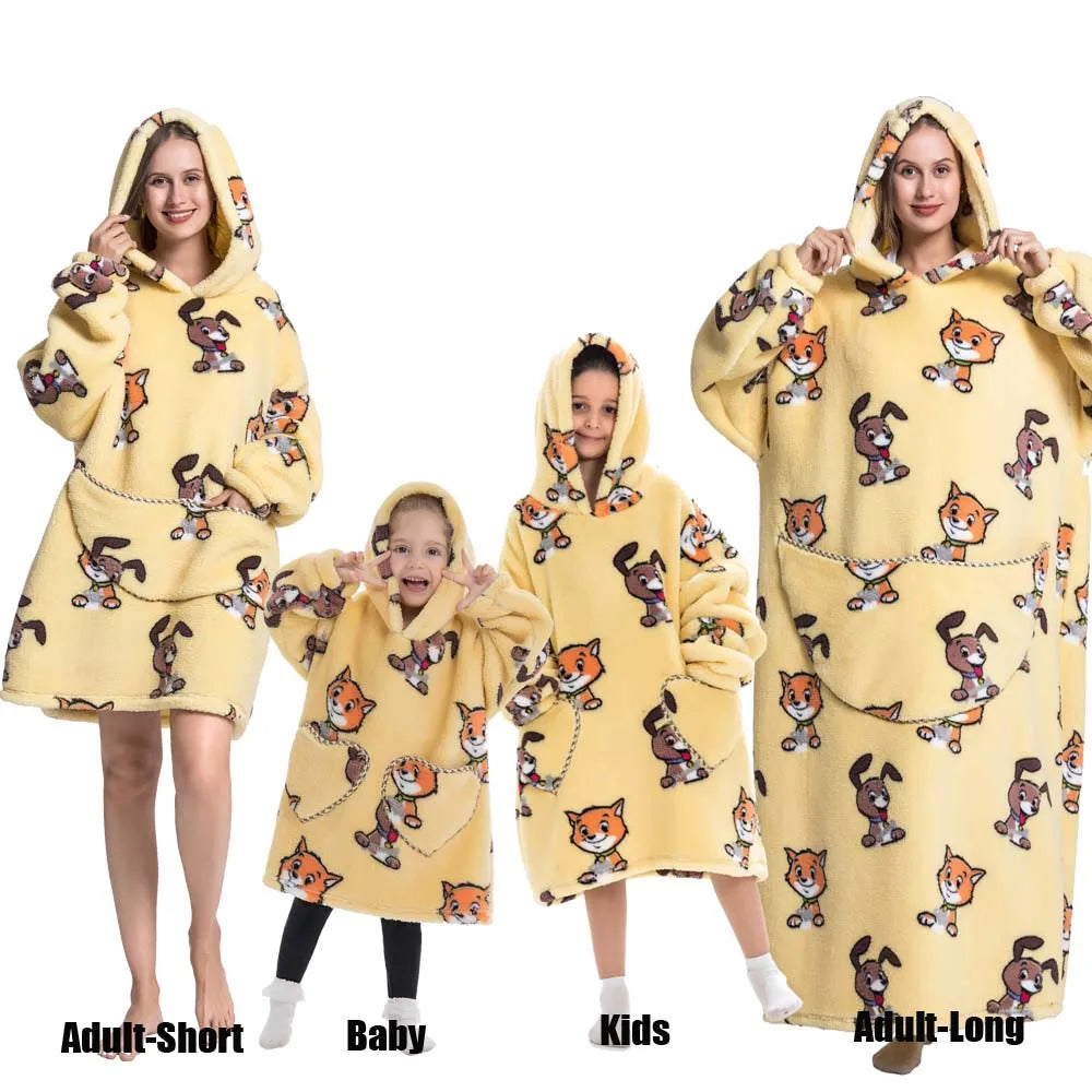 Felpe con cappuccio extra lunghe per donna Abbigliamento invernale per la casa Coperte di flanella per adulti con maniche Felpe con cappuccio morbide e calde per ragazze