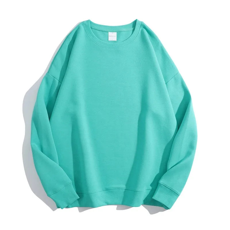 Maglione con spalle scoperte e collo rotondo in cotone sano di alta qualità da 40 colori per uomo e donna, ampio con spalle scoperte oversize