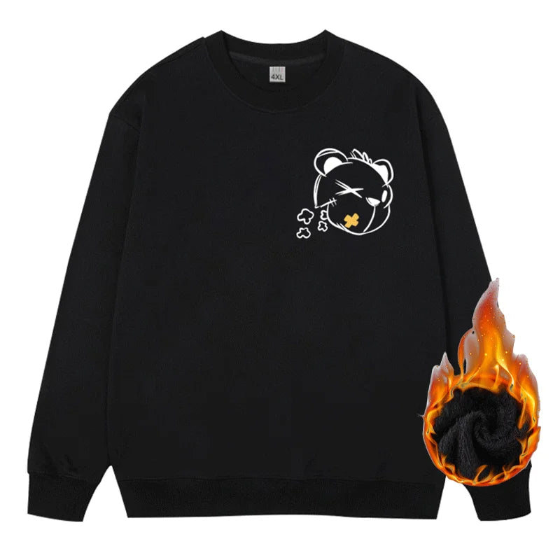 Felpa con fodera in pile taglie forti Pullover Maglione caldo oversize da uomo 6XL 7XL Girocollo Manica lunga Top larghi Abbigliamento maschile