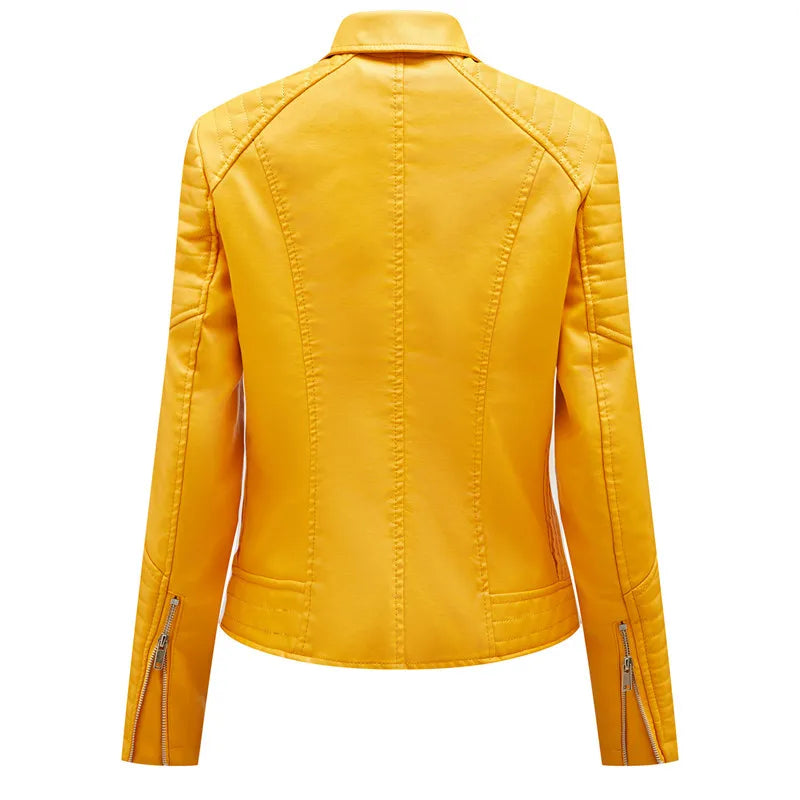 2026 Giacca in ecopelle da donna di nuova moda, cappotto casual in PU con cerniera primavera autunno, capispalla da motociclista femminile abbigliamento da donna S-XXXL