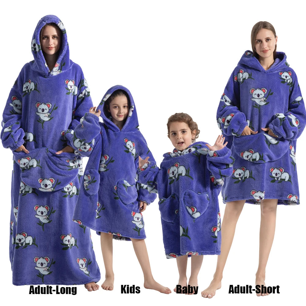 Felpe con cappuccio extra lunghe per donna Abbigliamento invernale per la casa Coperte di flanella per adulti con maniche Felpe con cappuccio morbide e calde per ragazze