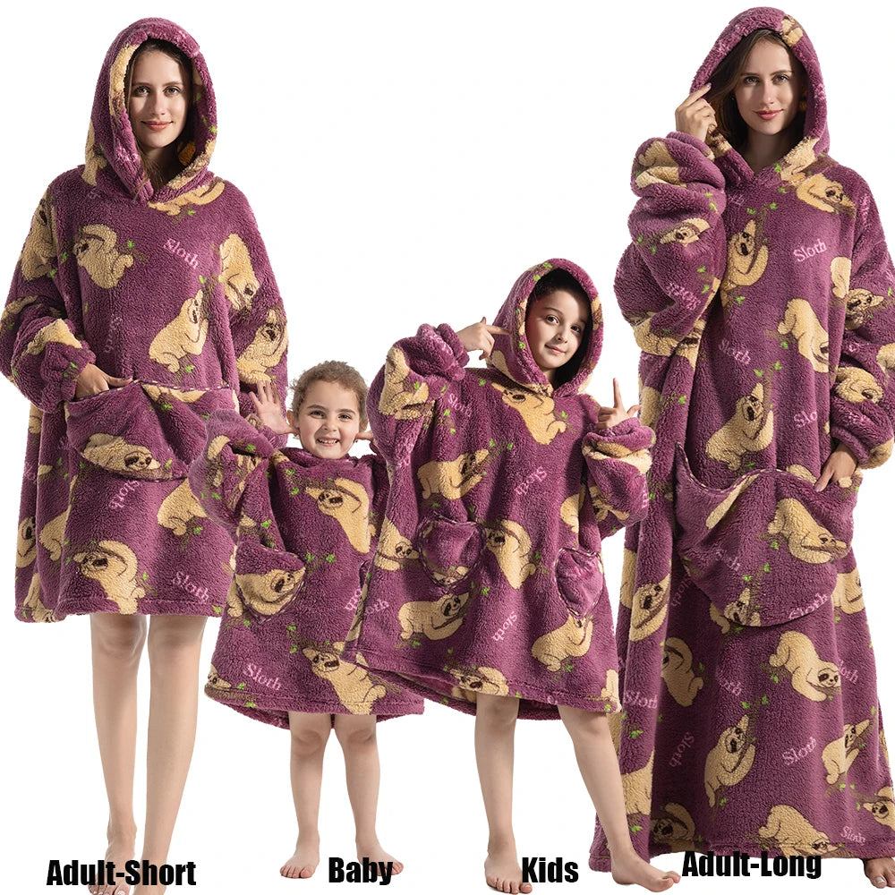 Felpe con cappuccio extra lunghe per donna Abbigliamento invernale per la casa Coperte di flanella per adulti con maniche Felpe con cappuccio morbide e calde per ragazze