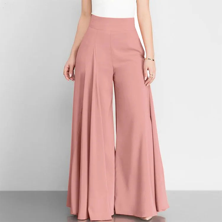 Pantaloni a gamba larga a vita alta da donna alla moda Primavera Autunno Pantaloni a zampa d'elefante eleganti femminili Pantaloni lunghi larghi casual per le vacanze solidi Nuovo