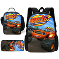 Zaino Scolastico 3D Cartoon Blaze Monster Machines con Borsa Pranzo, Astuccio, Zaino per Bambini e Bambine, Miglior Regalo