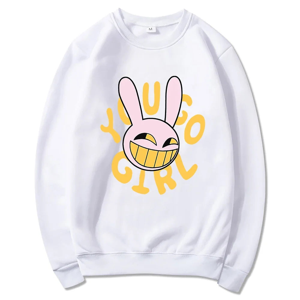 YOU GO GIRL Felpa con cappuccio Digital Circus Jax Moda Donna Harajuku Divertente Felpa con cappuccio con coniglio carino Felpa pullover vintage unisex Cartoon