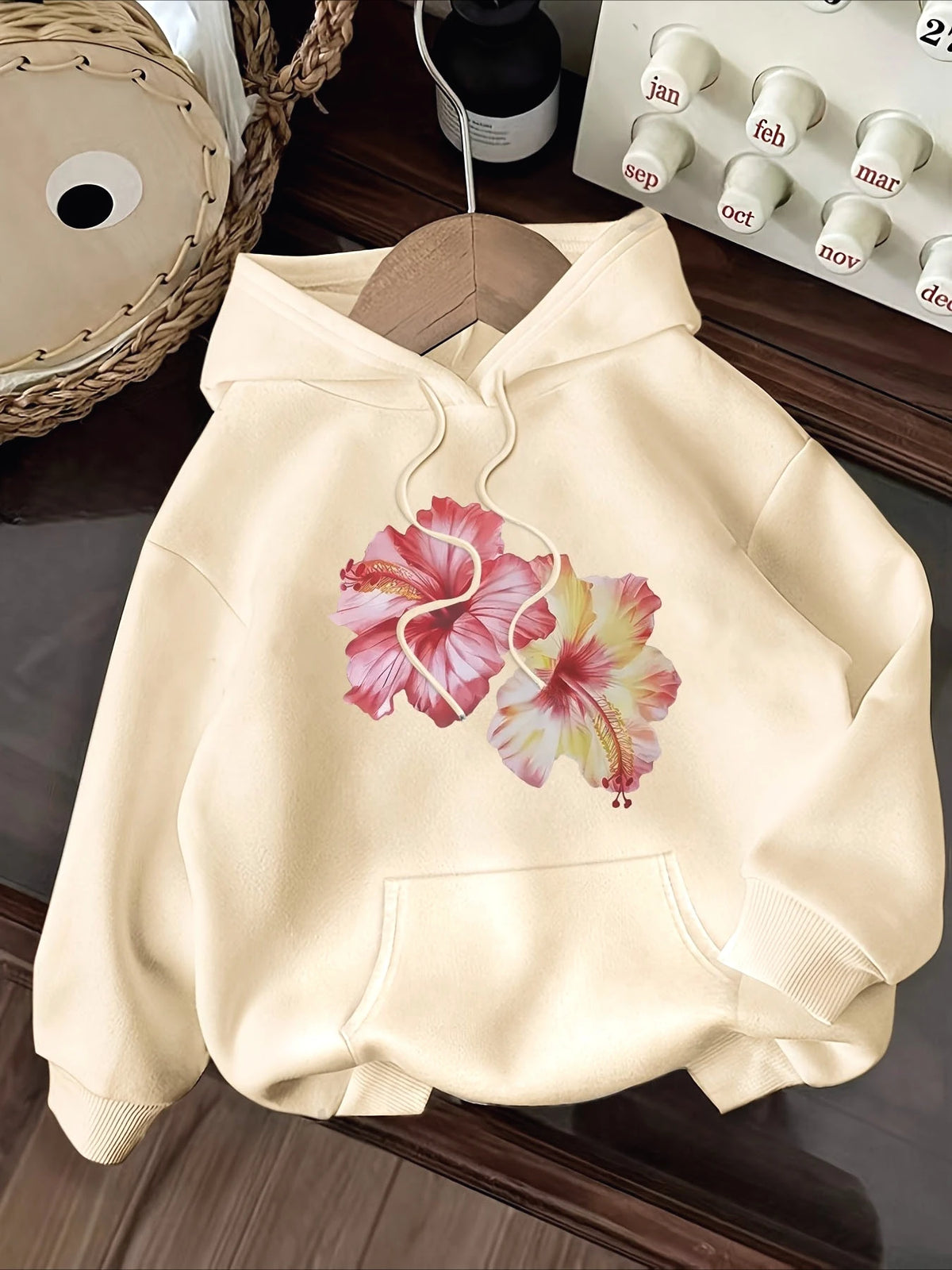 Felpa con cappuccio girocollo autunno e inverno da donna stampata con motivo floreale colorato Felpa casual a maniche lunghe Abbigliamento da donna