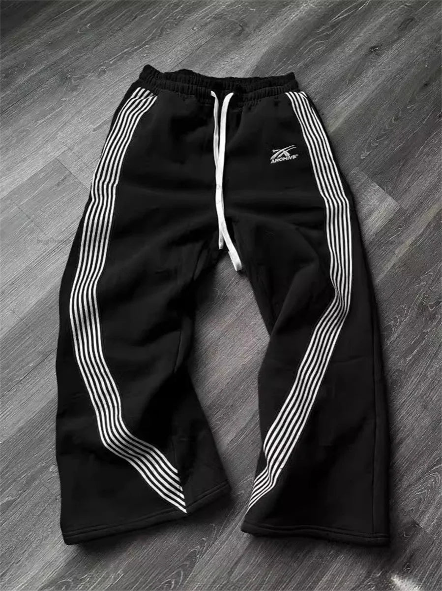 Y2k Grigio Pantaloni Casual Vintage Funzionale Tattico da Uomo Premium da Jogging Pantaloni a Gamba Larga con Coulisse Streetwear Pantaloni Sportivi