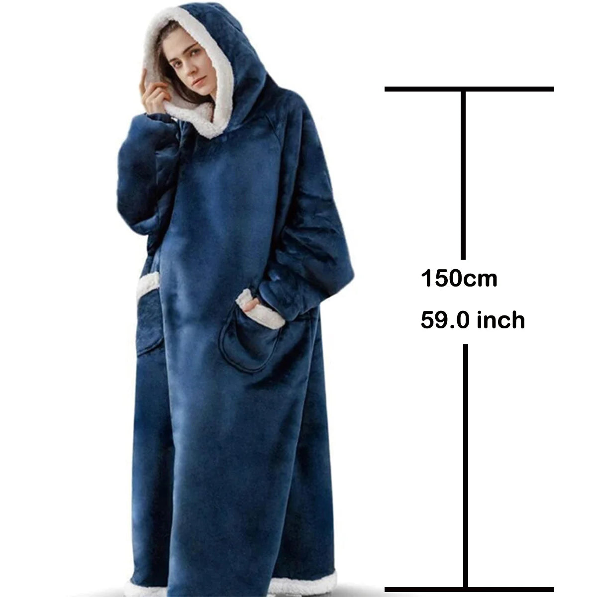 Felpe con cappuccio invernali Felpa in pile spesso caldo TV gigante Coperta indossabile oversize con maniche in flanella Coperta con cappuccio