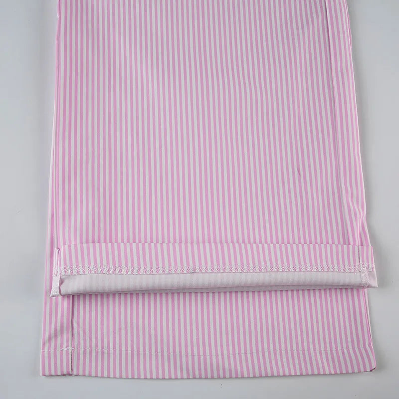 Pantaloni larghi con stampa a righe streetwear Pantaloni da jogging con lacci Moda Y2K Pantaloni larghi Estetici di base anni '90 Pantaloni carini
